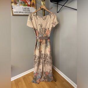 ADRIANNA PAPELL FLORAL JACQUARD MATELASSE GOWN COLOR BLUSH MULTI, SIZE 12 (large